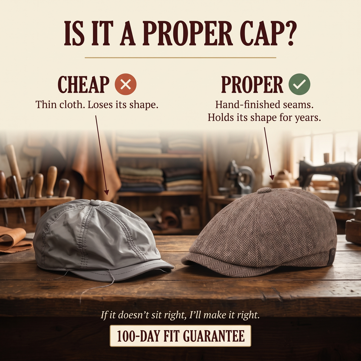 Herringbone Wool Cap — ROSSENDALE — is it a proper cap