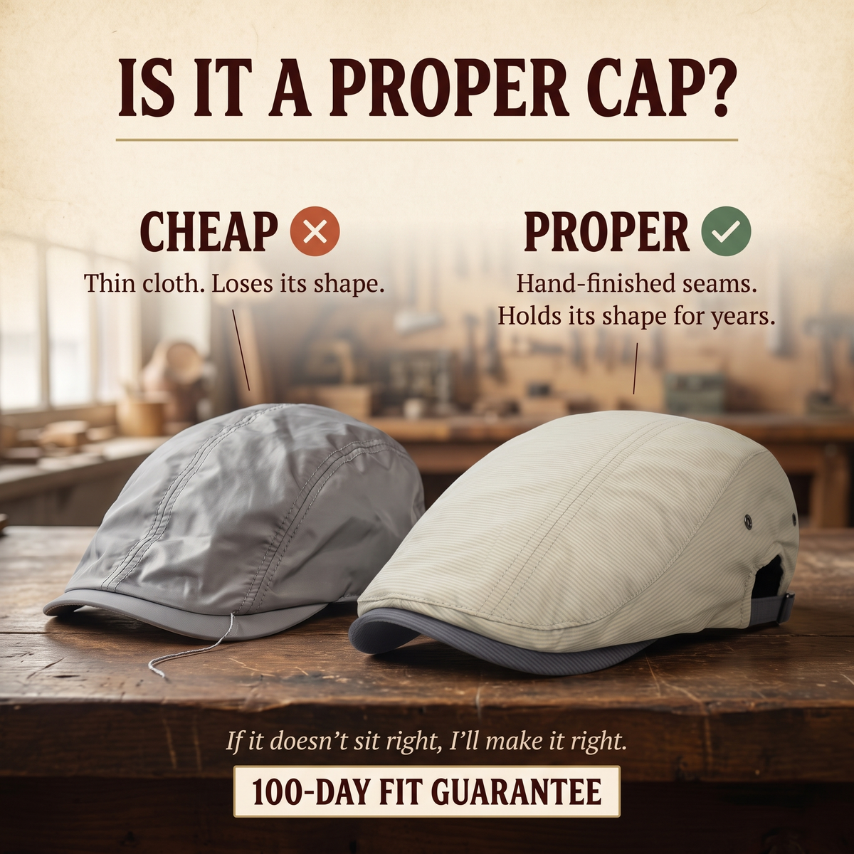 Pinstripe Cotton Cap — BRAMPTON — is it a proper cap