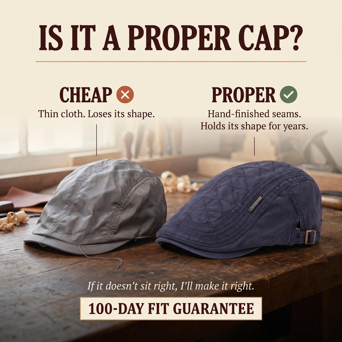 Quilted Cotton Cap — HAWORTH — is it a proper cap