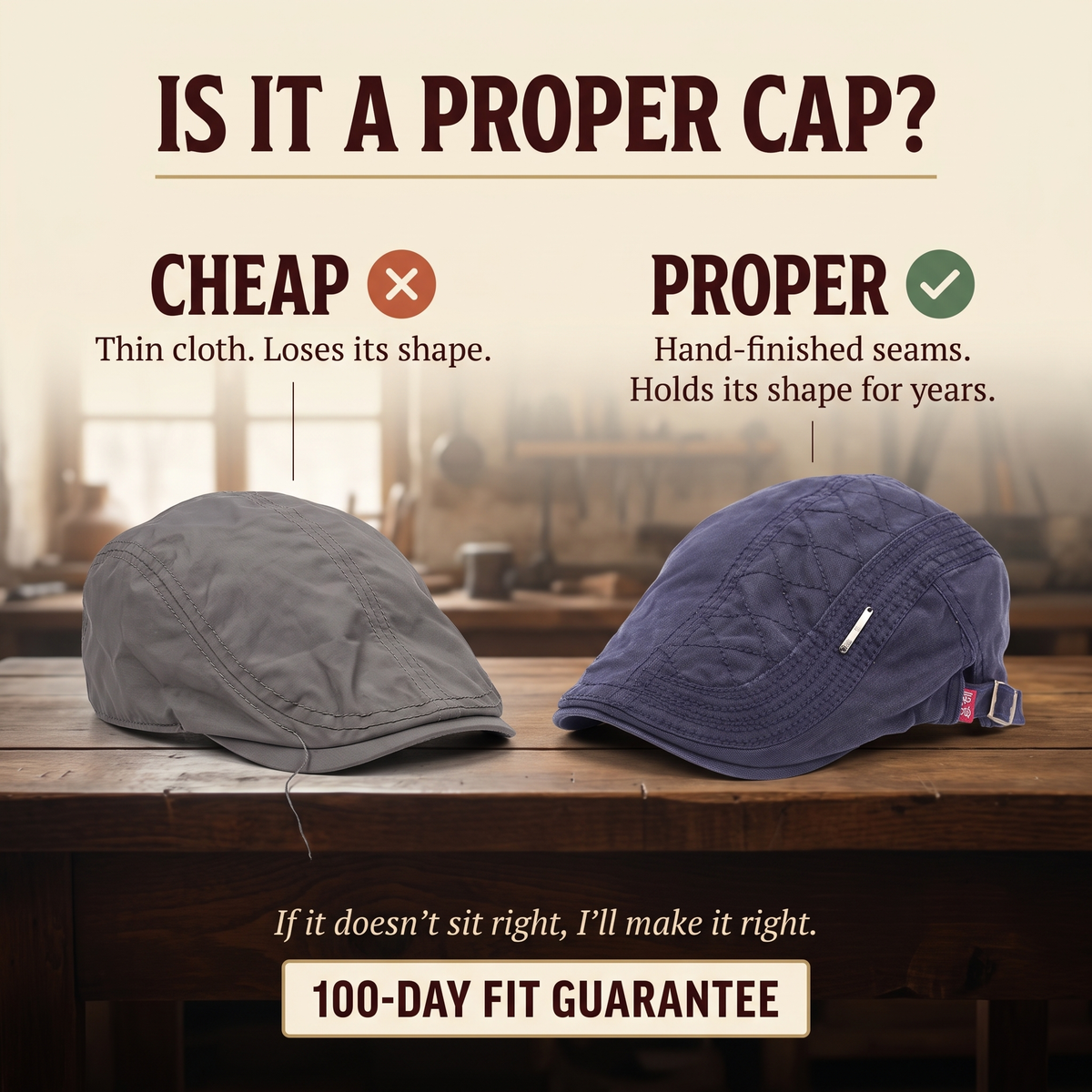 Quilted Cotton Cap — PENRITH — is it a proper cap