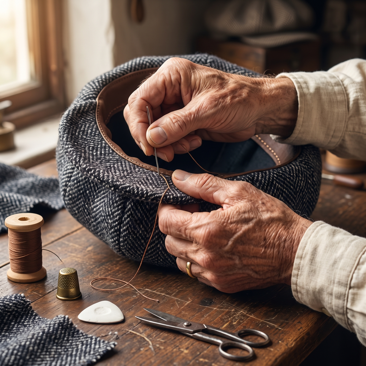 Tweed Newsboy Cap — SETTLE — hand-finished by Edmund