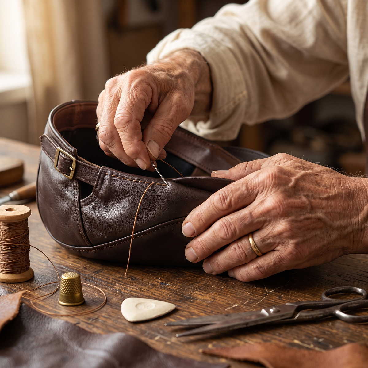 Leather Driver Cap — HAWICK — hand-finished by Edmund