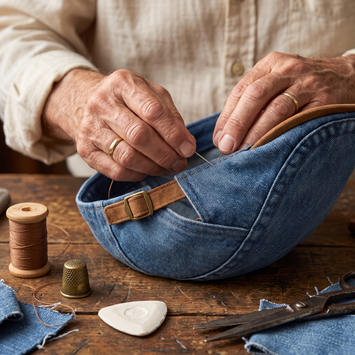 Denim Workwear Cap — ASHBOURNE — hand-finished by Edmund