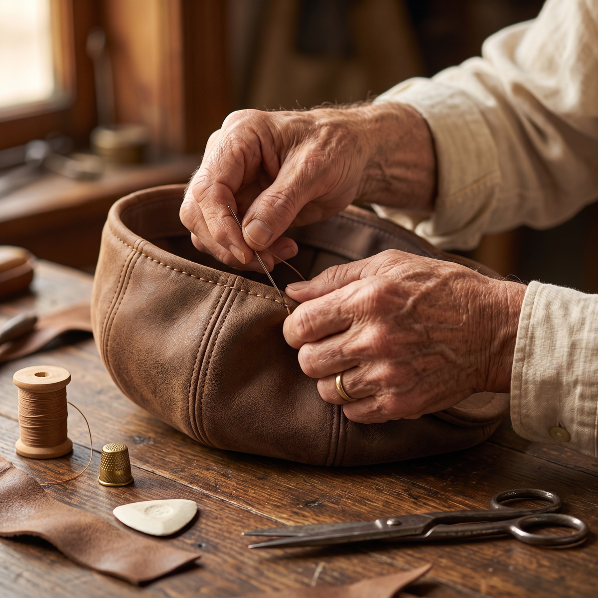 Warm Leather Blend Cap — REETH — hand-finished by Edmund