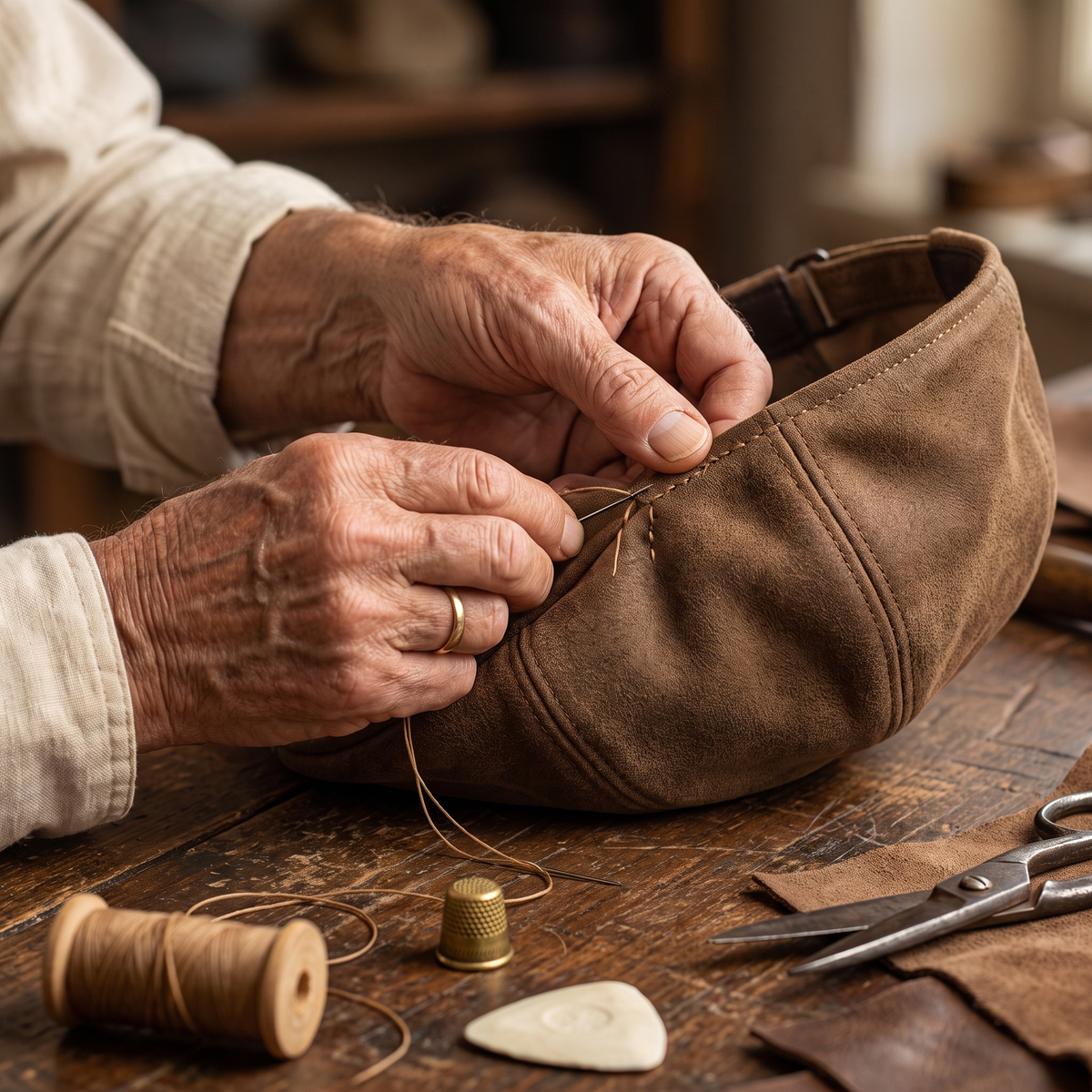 Warm Leather Blend Cap — HEREFORD — hand-finished by Edmund