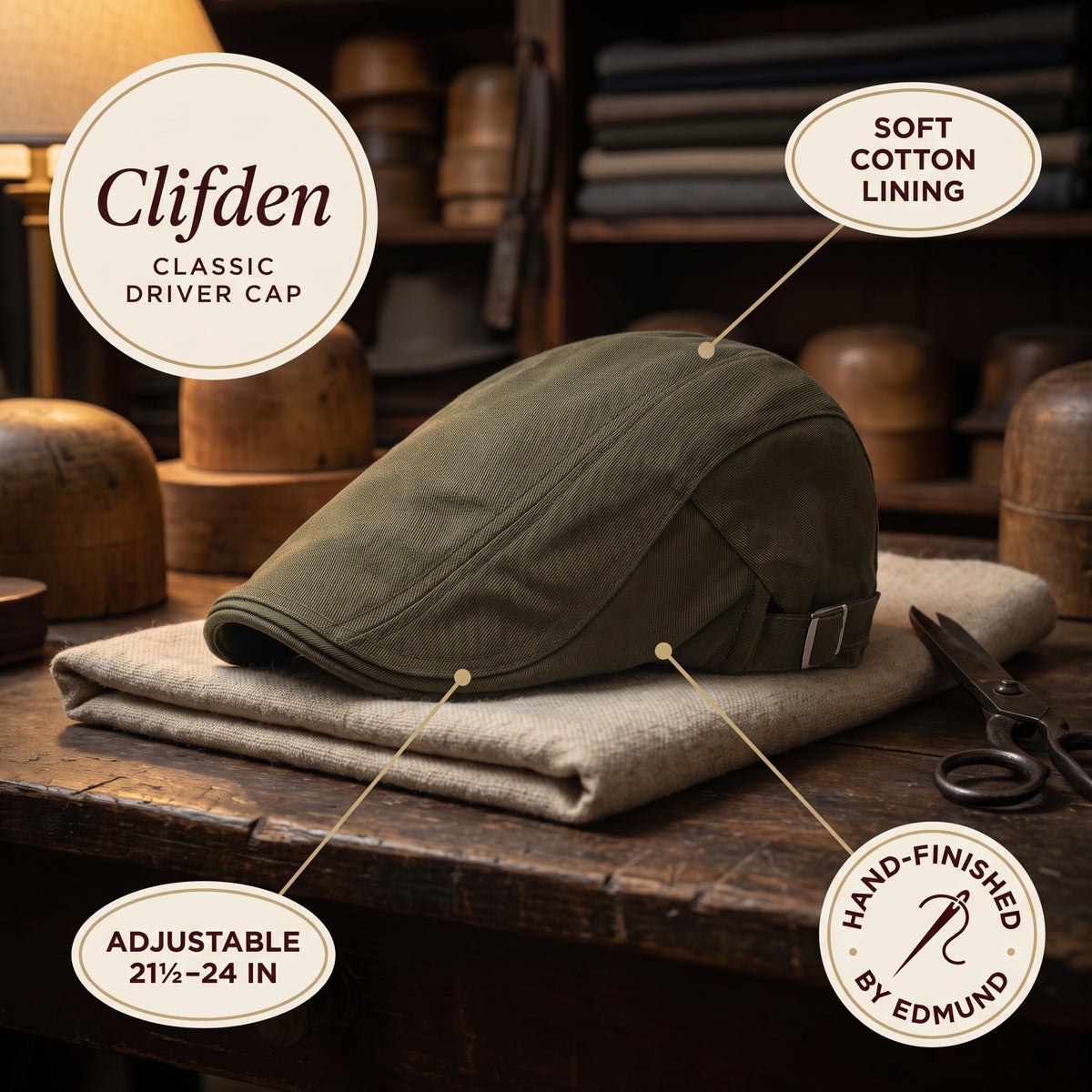 Classic Driver Cap — CLIFDEN — details
