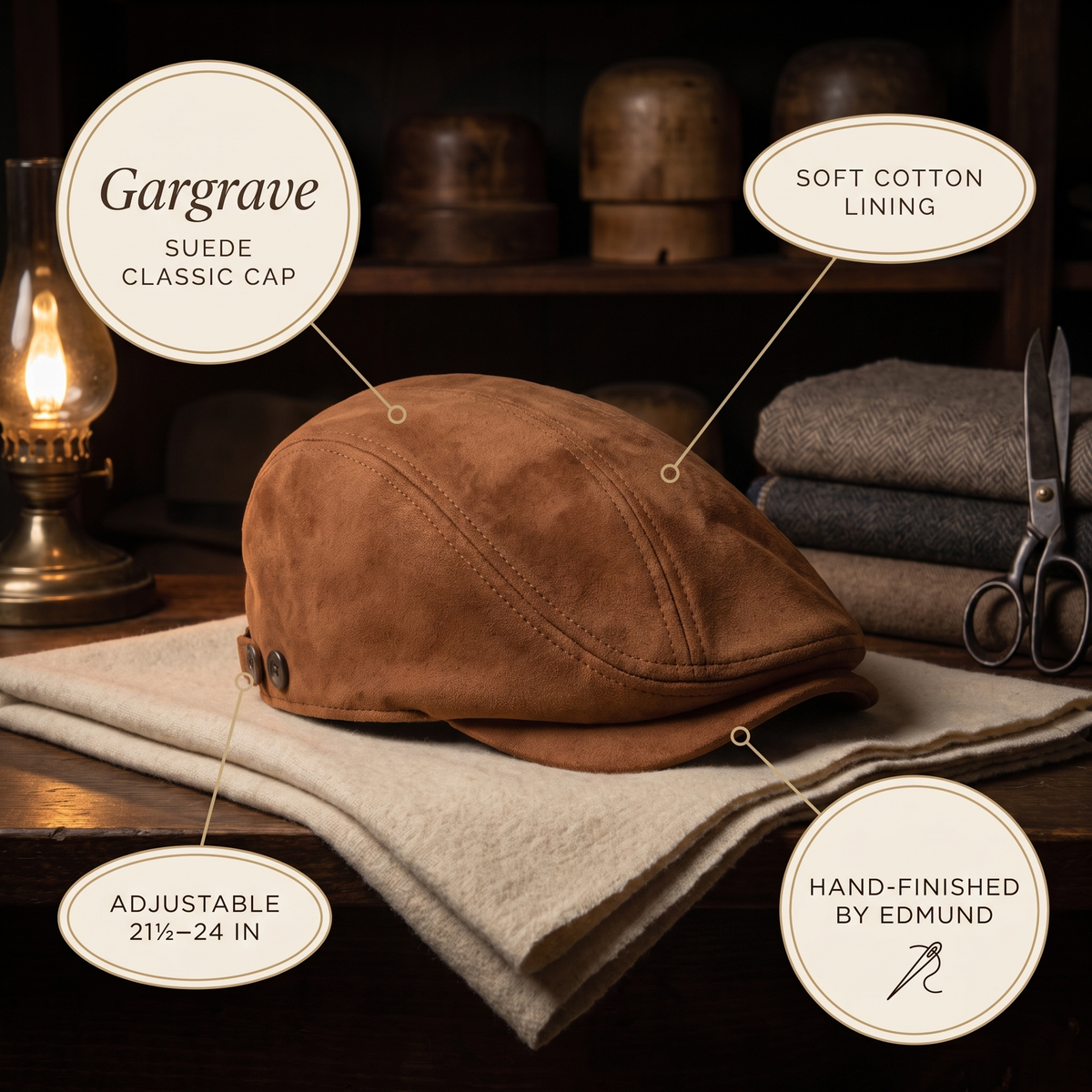 Suede Classic Cap — GARGRAVE — details