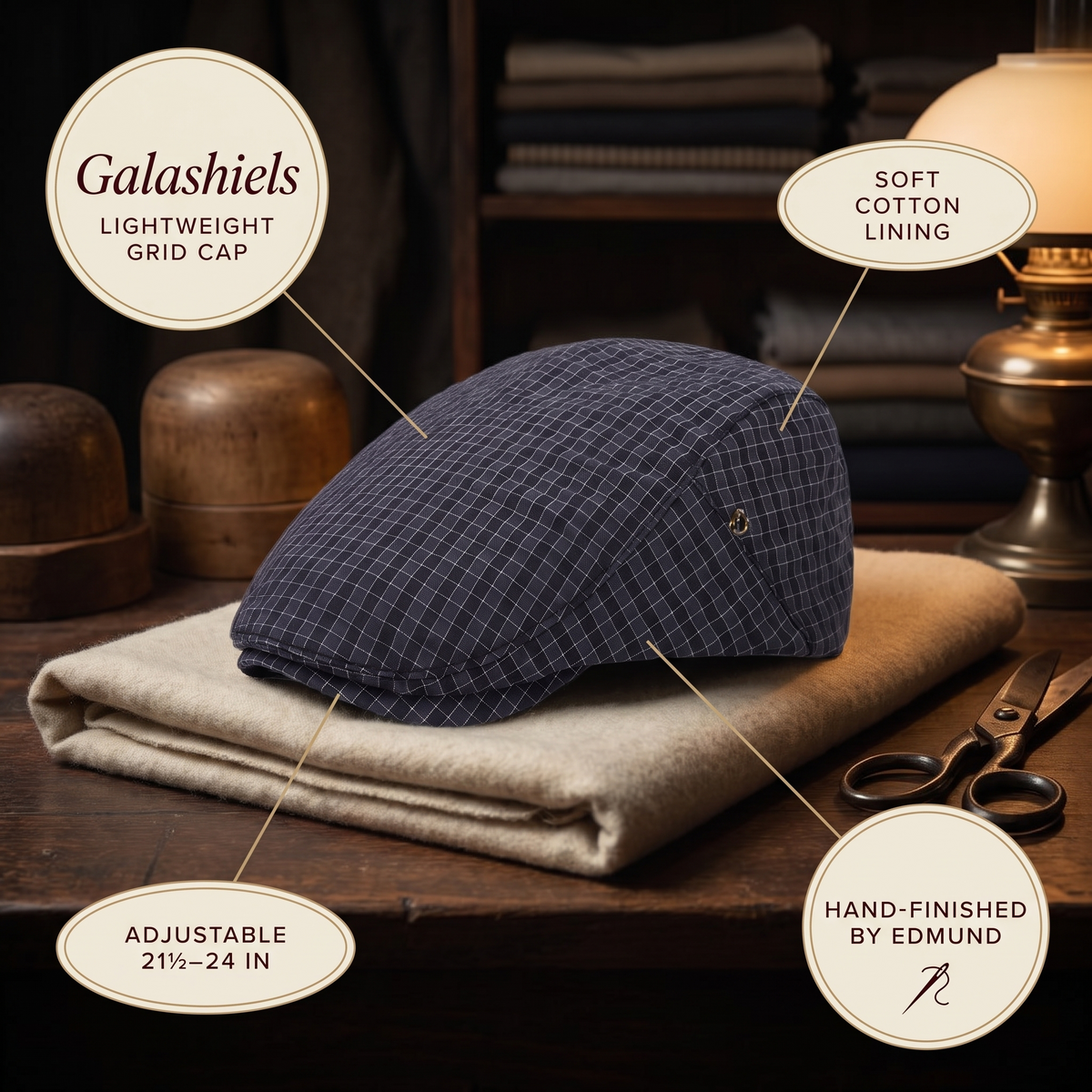 Lightweight Grid Cap — GALASHIELS — details