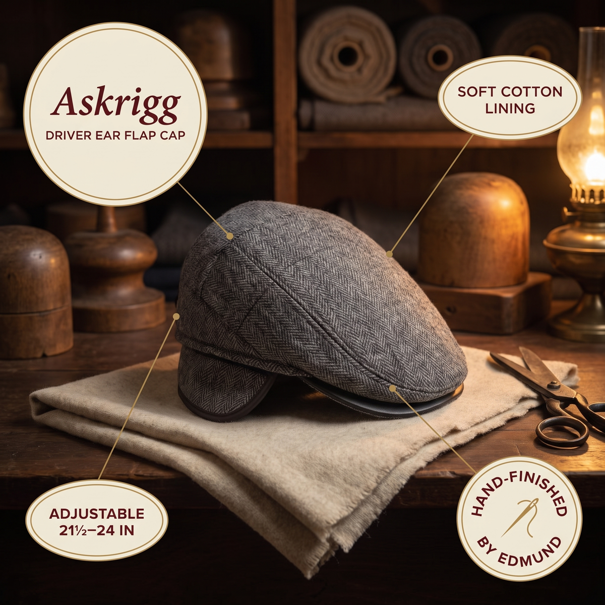 Driver Ear Flap Cap — ASKRIGG — details