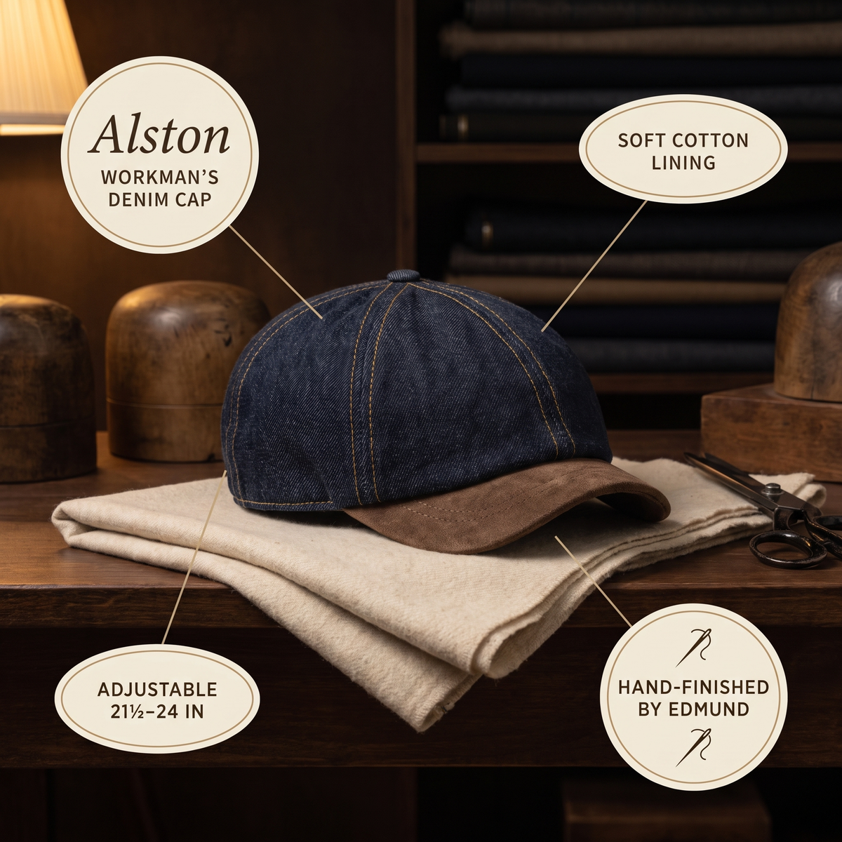 Workman's Denim Cap — ALSTON — details