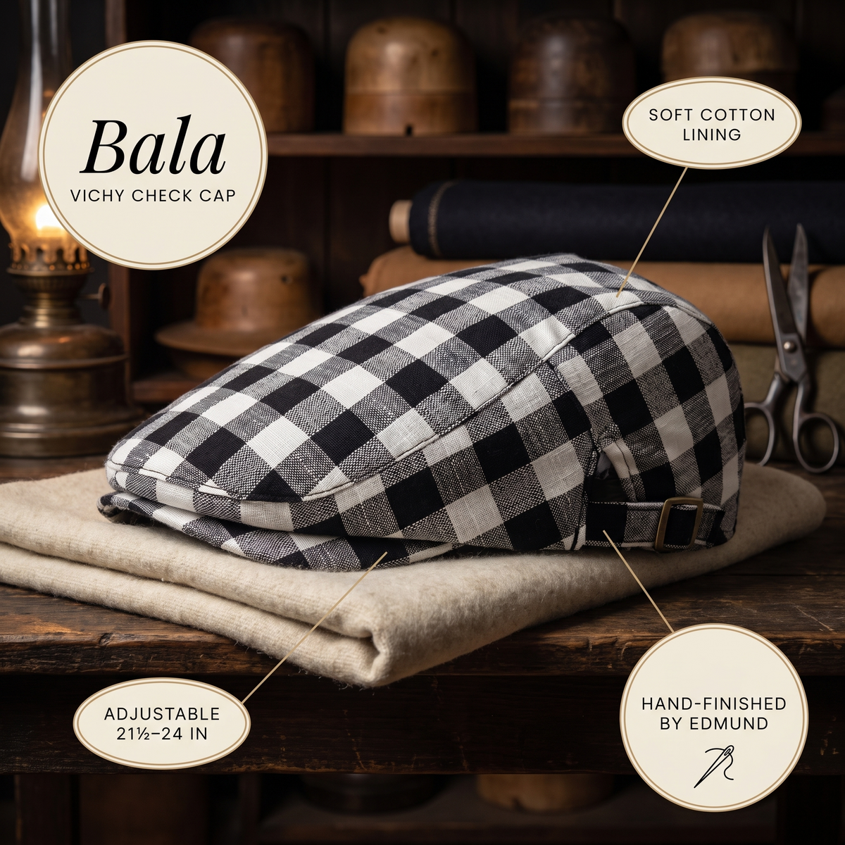 Vichy Check Cap — BALA — details