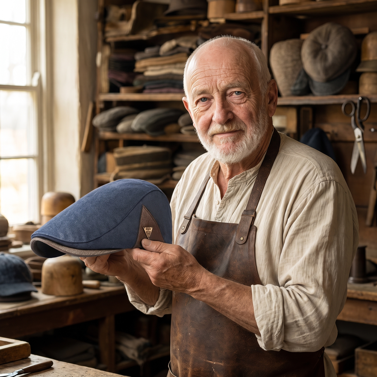 Vintage Panel Cap — BUILTH — Edmund in his workshop