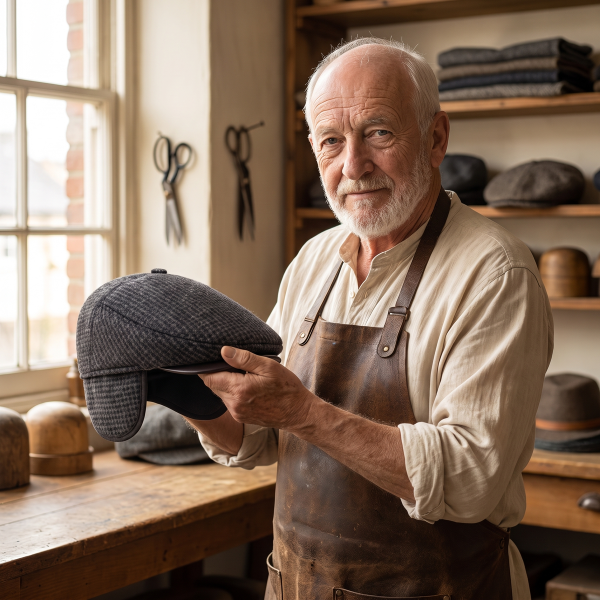 Wool Ear Flap Cap — RICHMOND — Edmund in his workshop