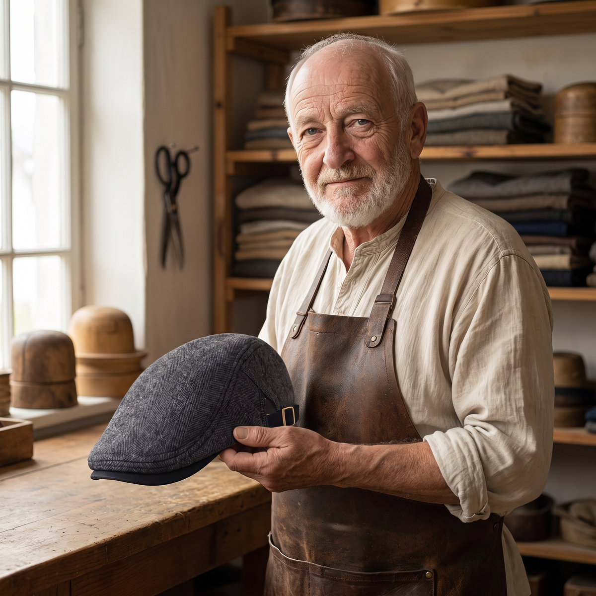 Heritage Wool Cap — MATLOCK — Edmund in his workshop