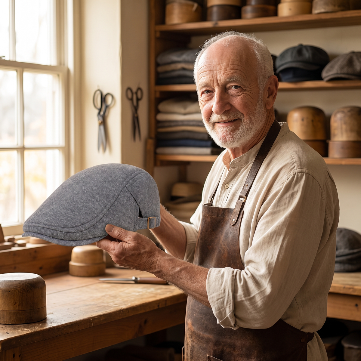 Stretch Knit Cap — LEYBURN — Edmund in his workshop
