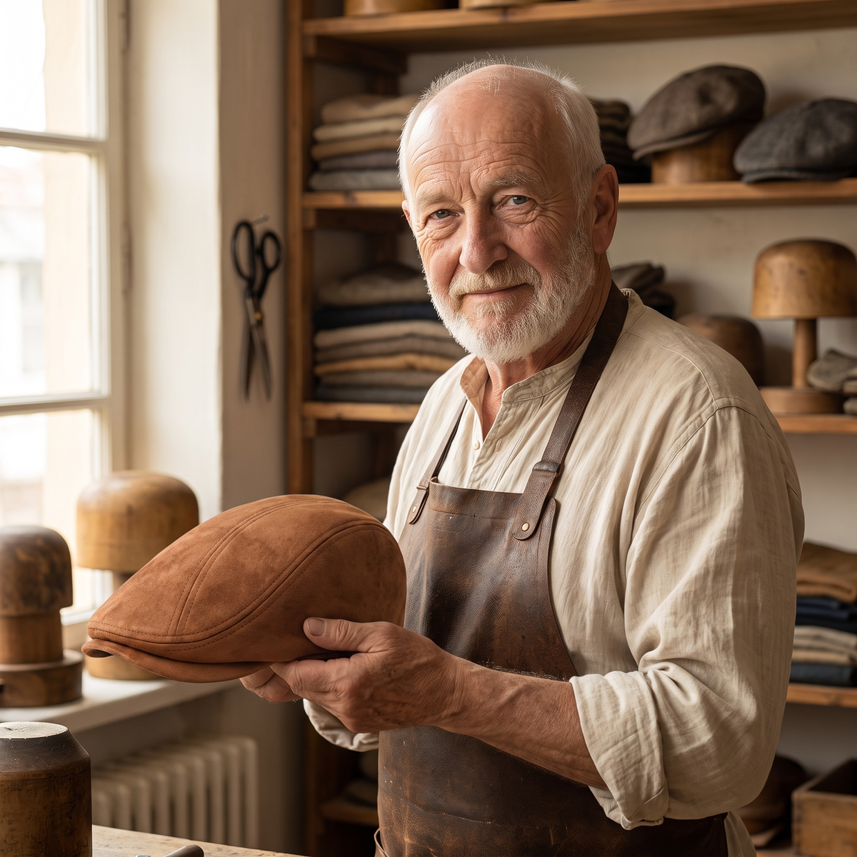 Suede Classic Cap — GARGRAVE — Edmund in his workshop