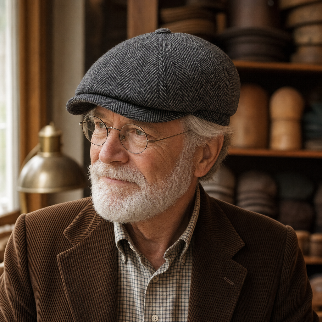 Eight-Panel Cap — BEDALE worn by a customer