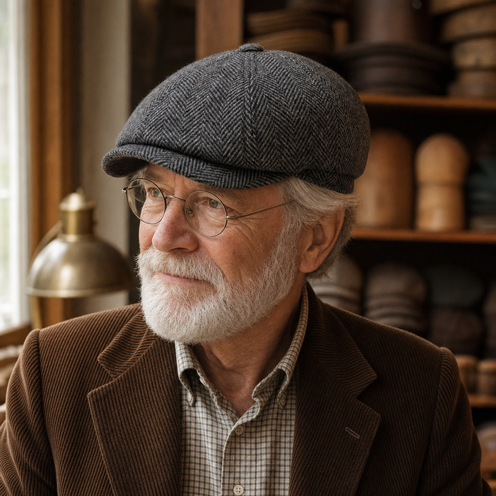Eight-Panel Cap — BEDALE worn by a customer