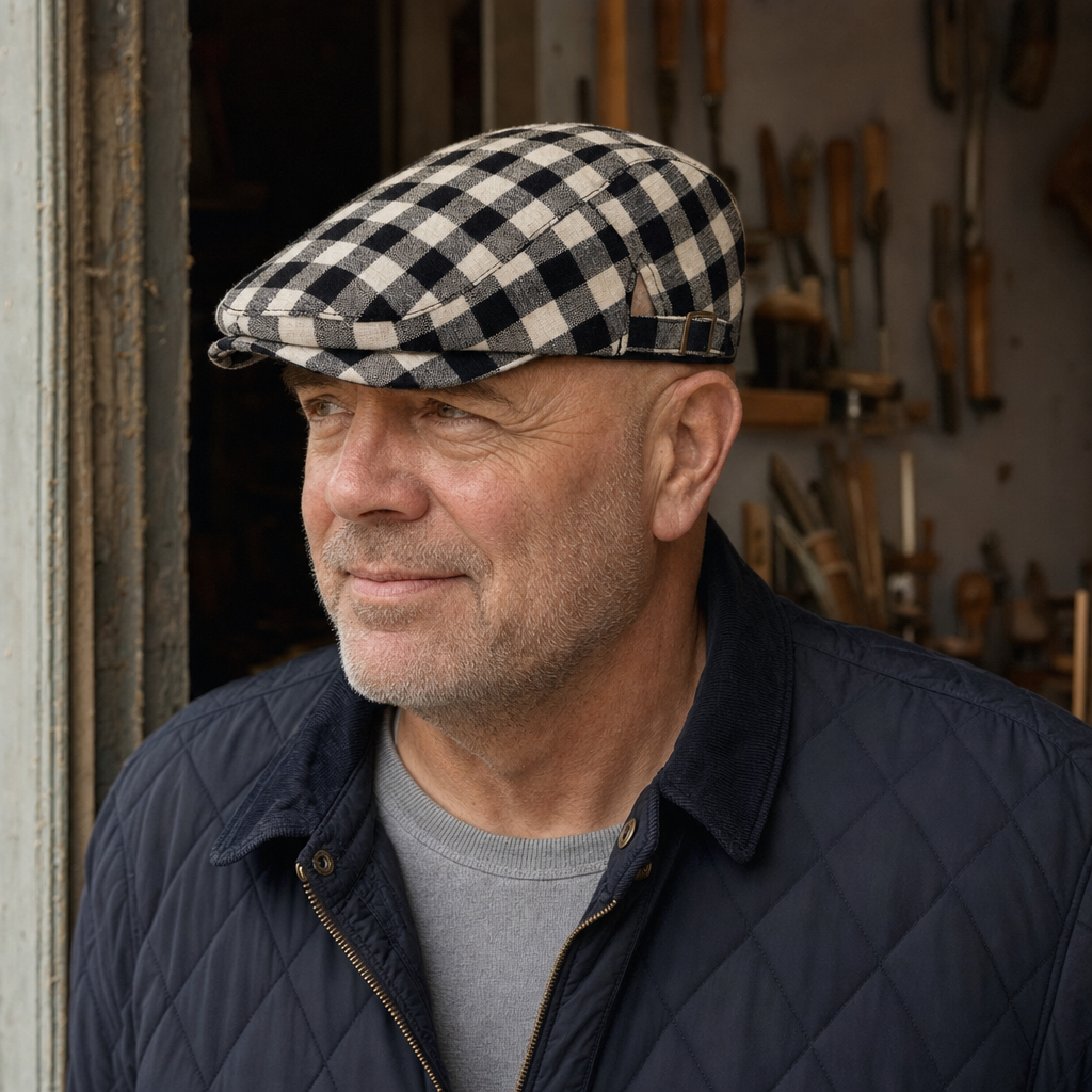 Vichy Check Cap — BALA worn by a customer