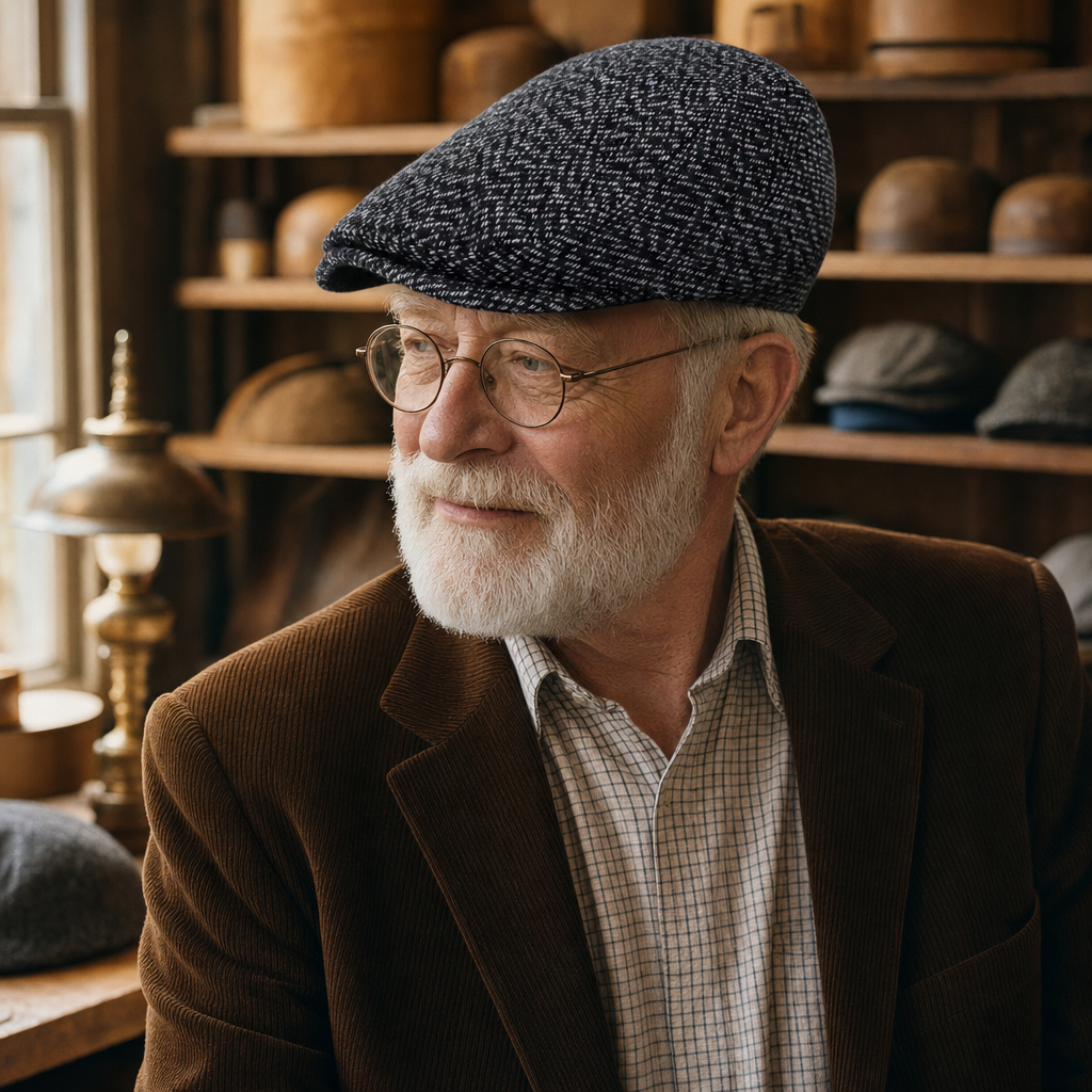 Tweed Flat Cap — RUTHIN worn by a customer