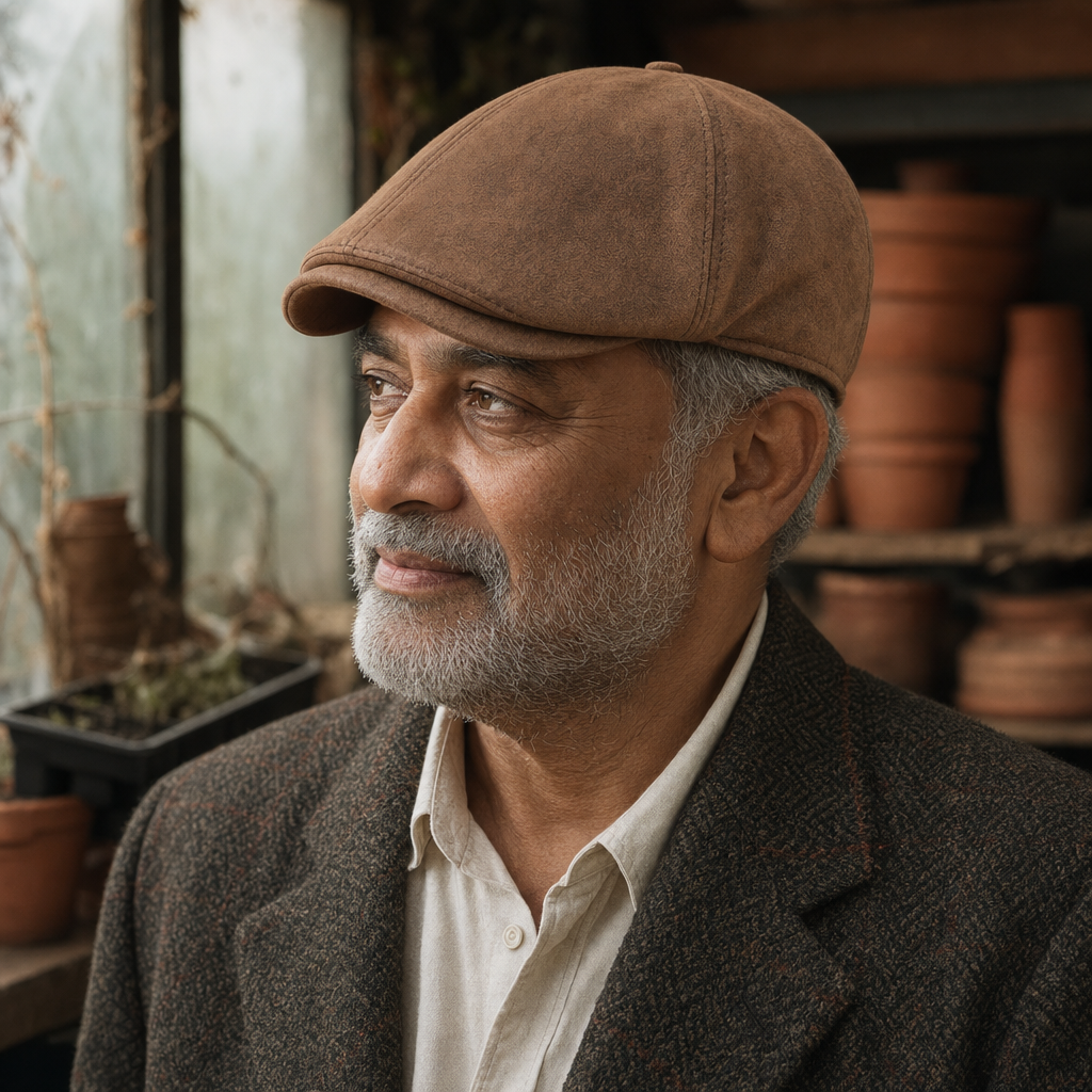 Warm Leather Blend Cap — REETH worn by a customer