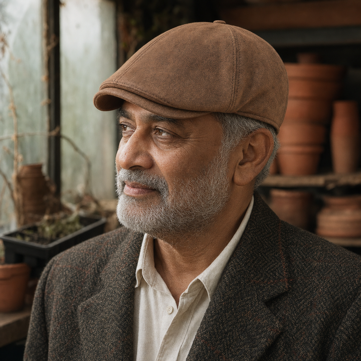 Warm Leather Blend Cap — REETH worn by a customer