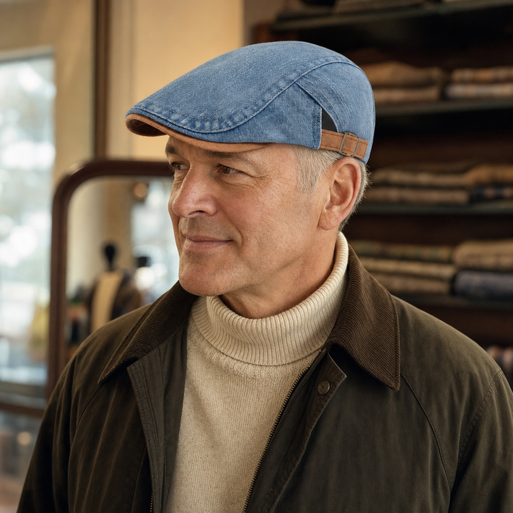 Denim Workwear Cap — BRECHIN worn by a customer