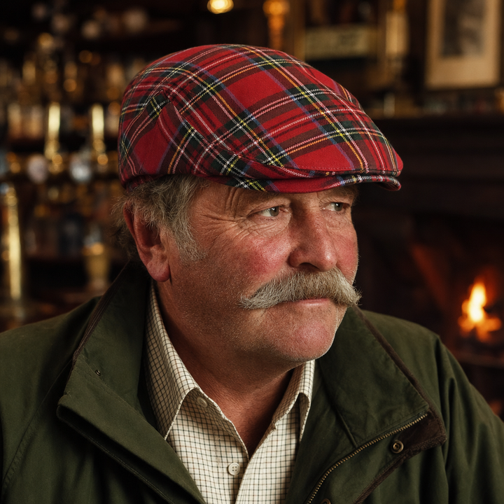 Festive Plaid Cap — ELGIN worn by a customer