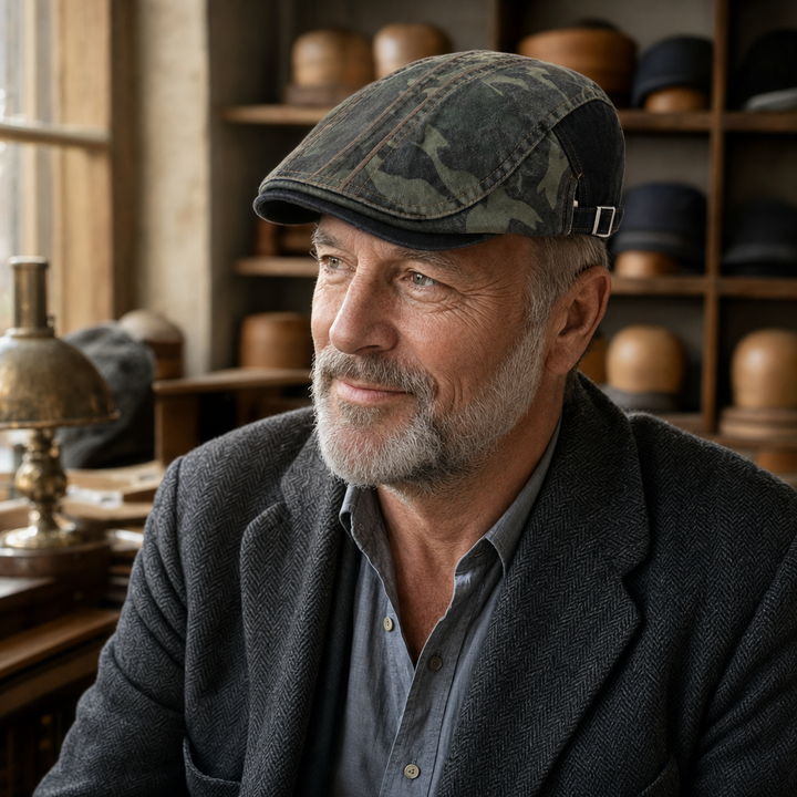 Camo Cotton Cap — SKIPTON worn by a customer