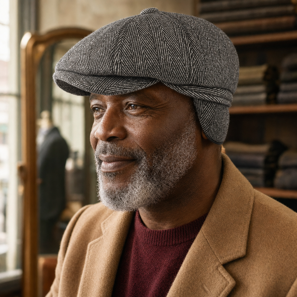 Herringbone Earflap Cap — KIRKCUDBRIGHT worn by a customer