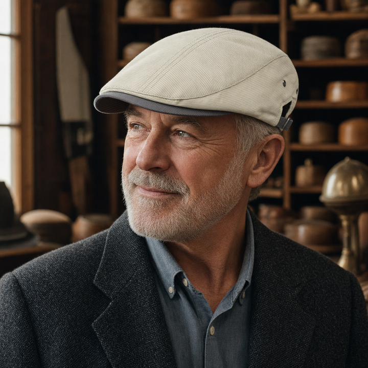 Pinstripe Cotton Cap — BRAMPTON worn by a customer
