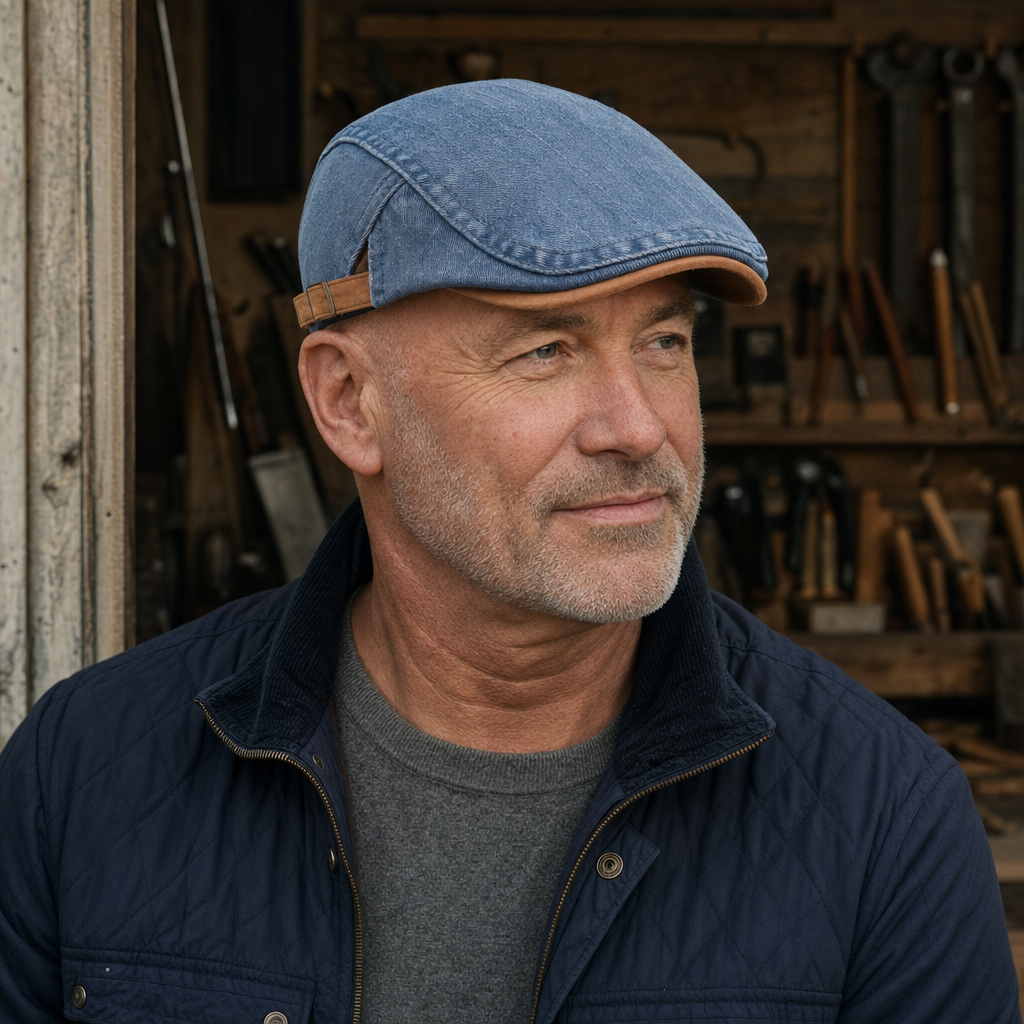 Denim Workwear Cap — ASHBOURNE worn by a customer