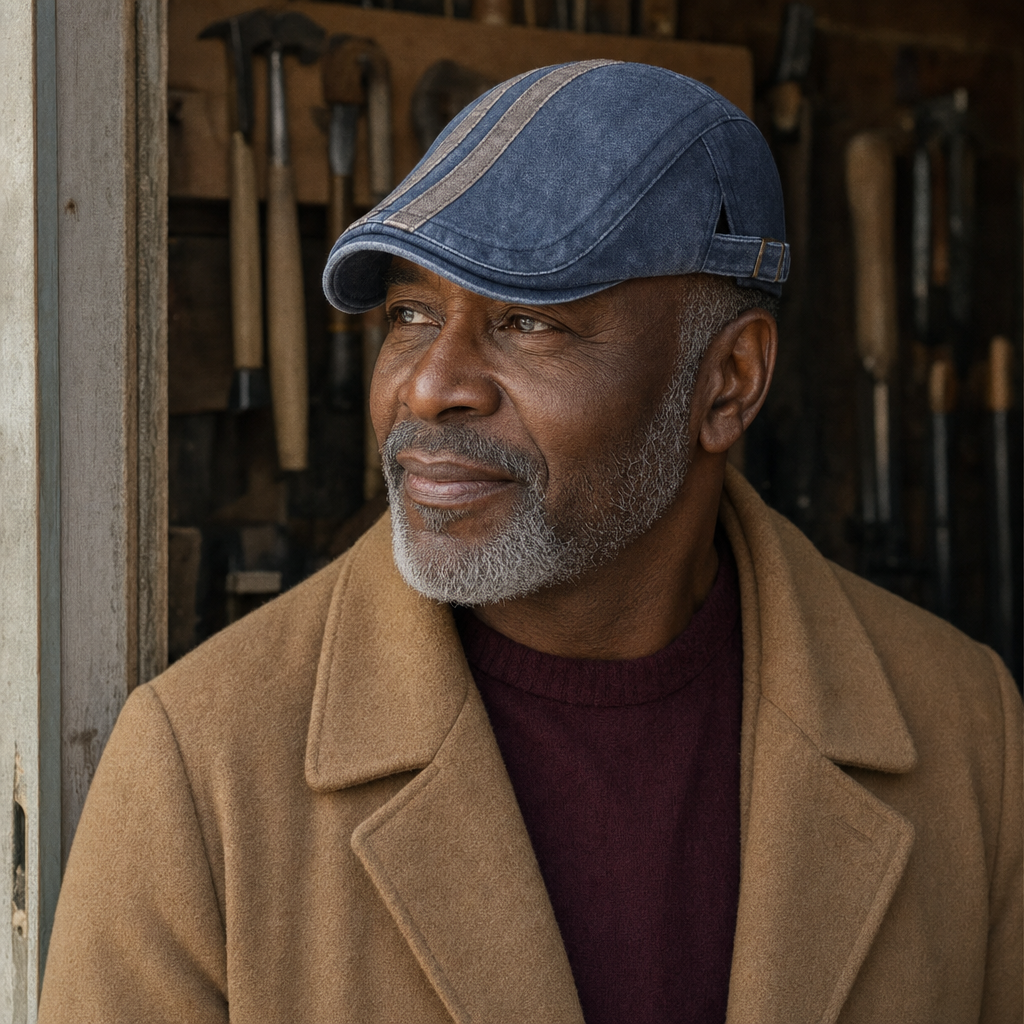 Denim Strip Cap — FORFAR worn by a customer