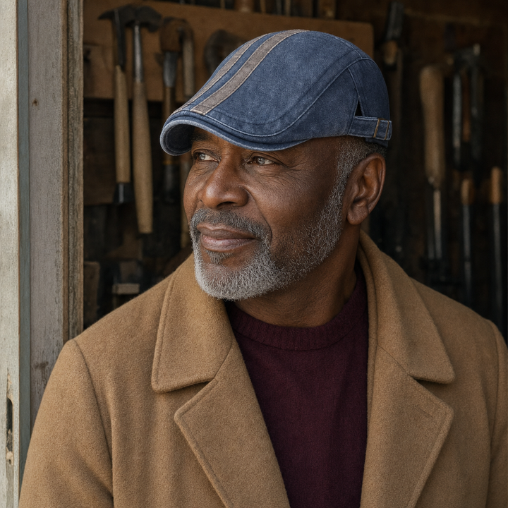 Denim Strip Cap — FORFAR worn by a customer