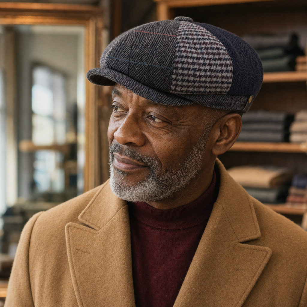 Wool Patchwork Cap — MALHAM worn by a customer