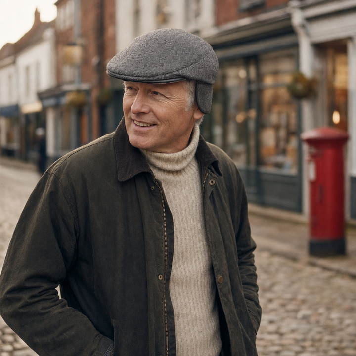 Driver Ear Flap Cap — ASKRIGG worn outdoors