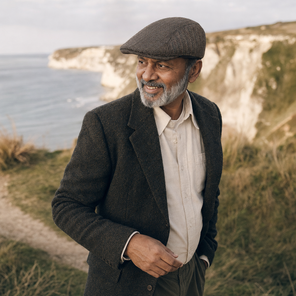 Herringbone Bush Cap — STRANRAER worn outdoors