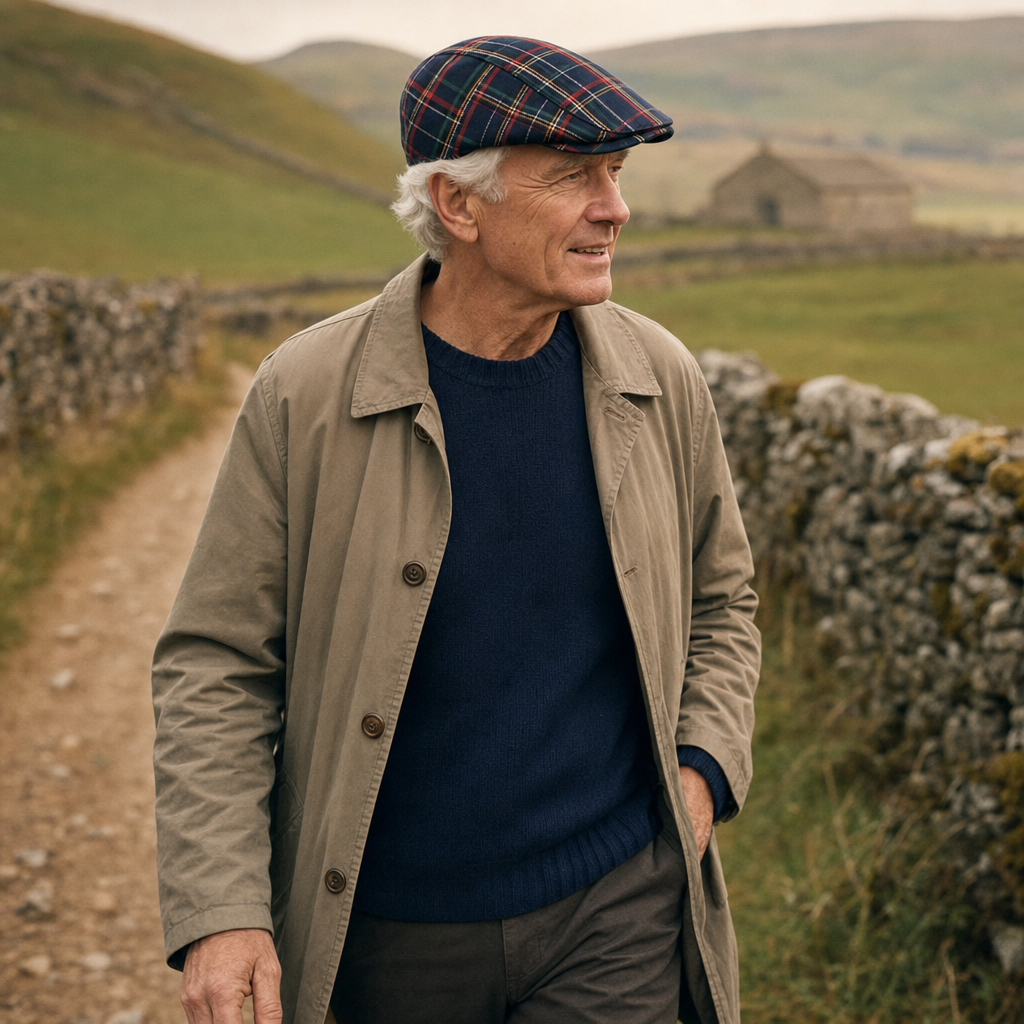 Tartan Highland Cap — WHITBY worn outdoors