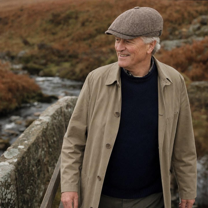 Herringbone Wool Cap — ROSSENDALE worn outdoors