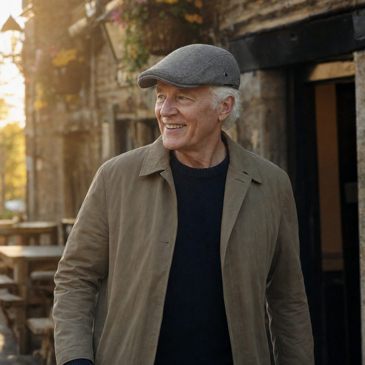 Stretch Knit Cap — WINDERMERE worn outdoors
