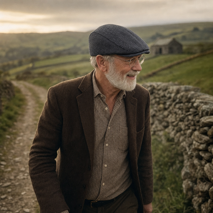 Herringbone Wool Cap — INGLETON worn outdoors