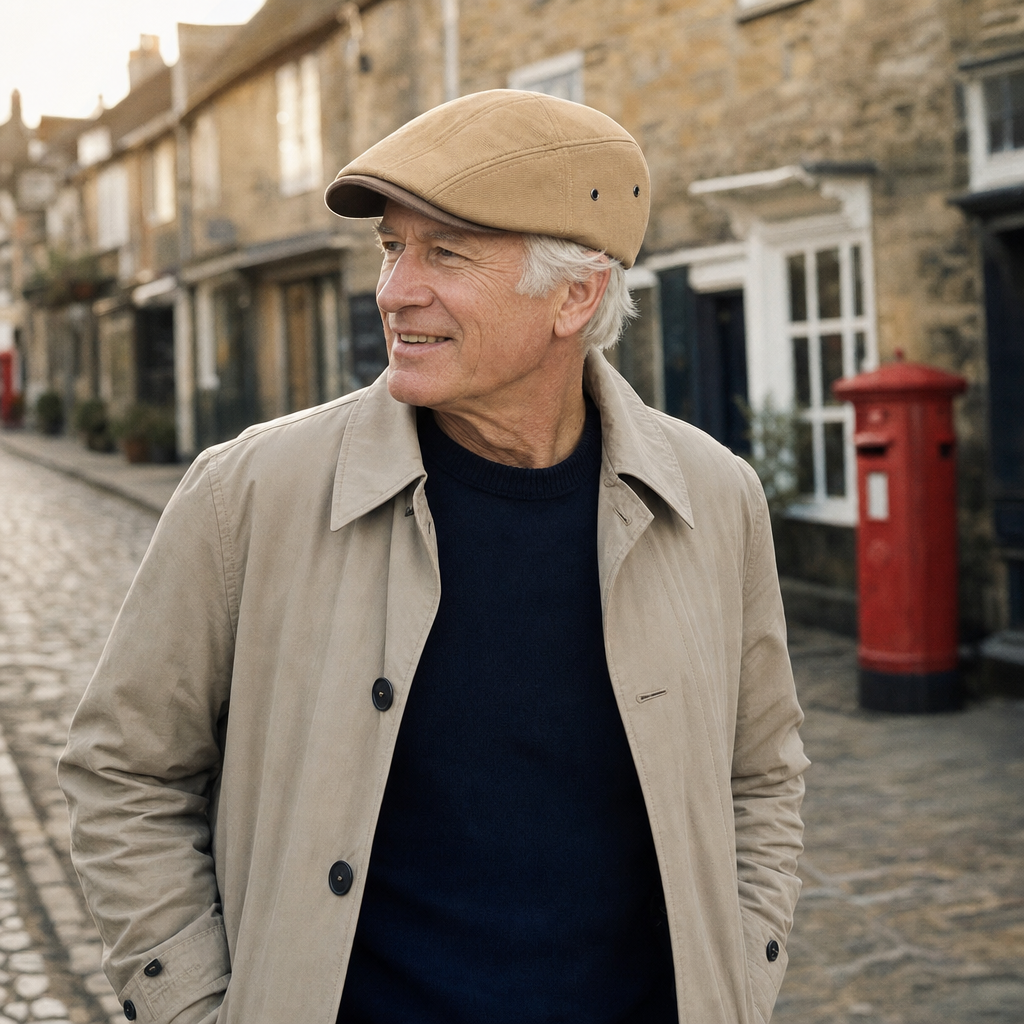 Cotton Tradesman Cap — ARRAN worn outdoors