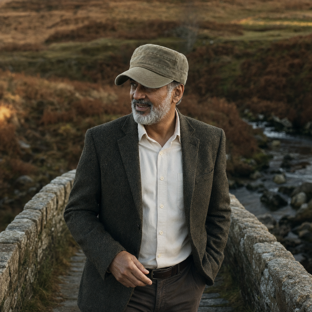 Field Cotton Cap — PITLOCHRY worn outdoors