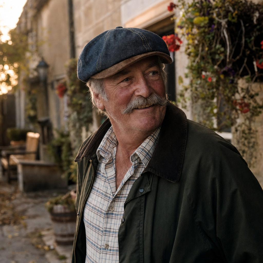 Workman's Denim Cap — CONGLETON worn outdoors