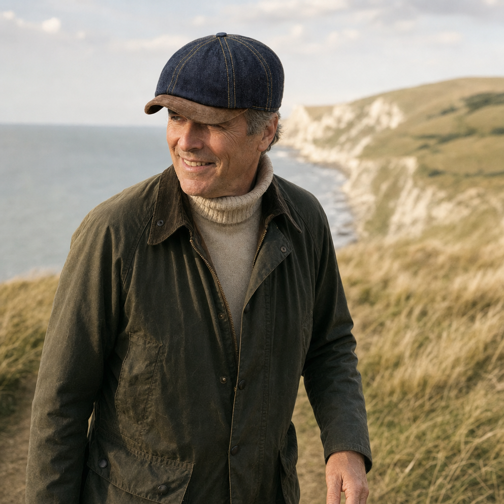 Workman's Denim Cap — ALSTON worn outdoors