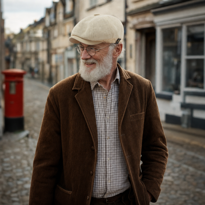 Linen Crown Cap — PEEBLES worn outdoors