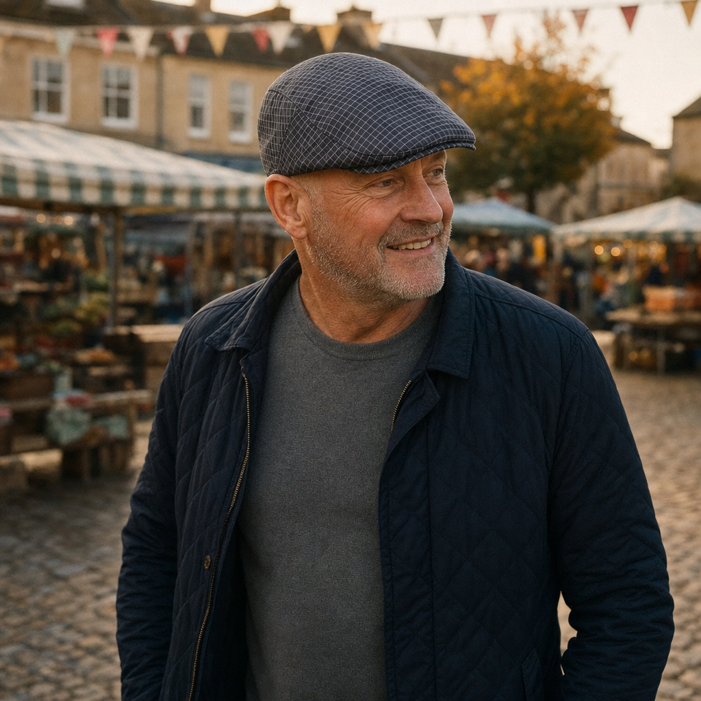 Lightweight Grid Cap — MORPETH worn outdoors