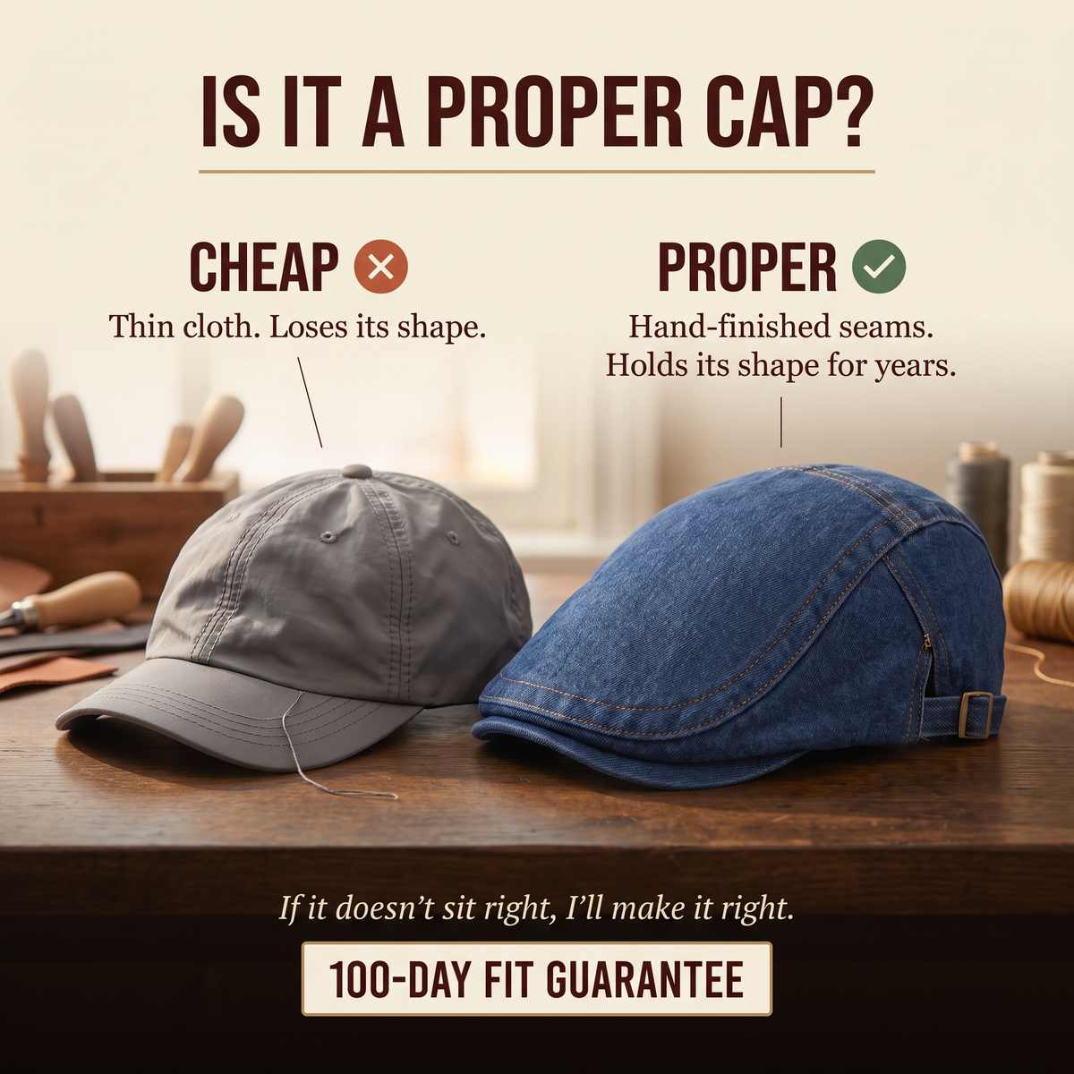 Raw Denim Cap — DERWENT — is it a proper cap