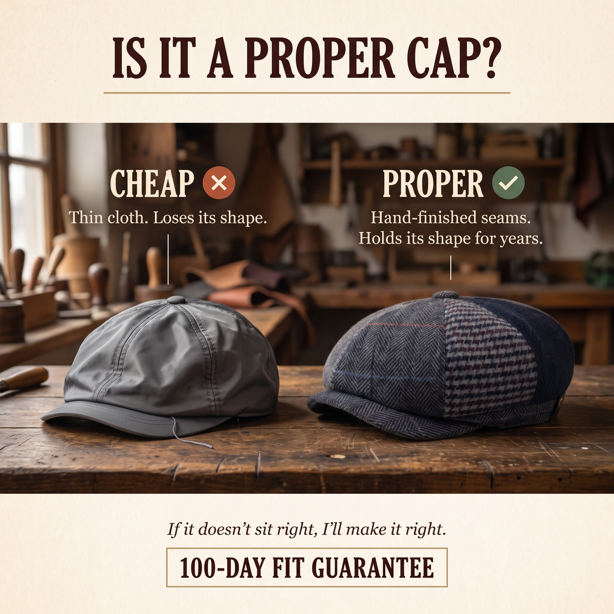Wool Patchwork Cap — MALHAM — is it a proper cap
