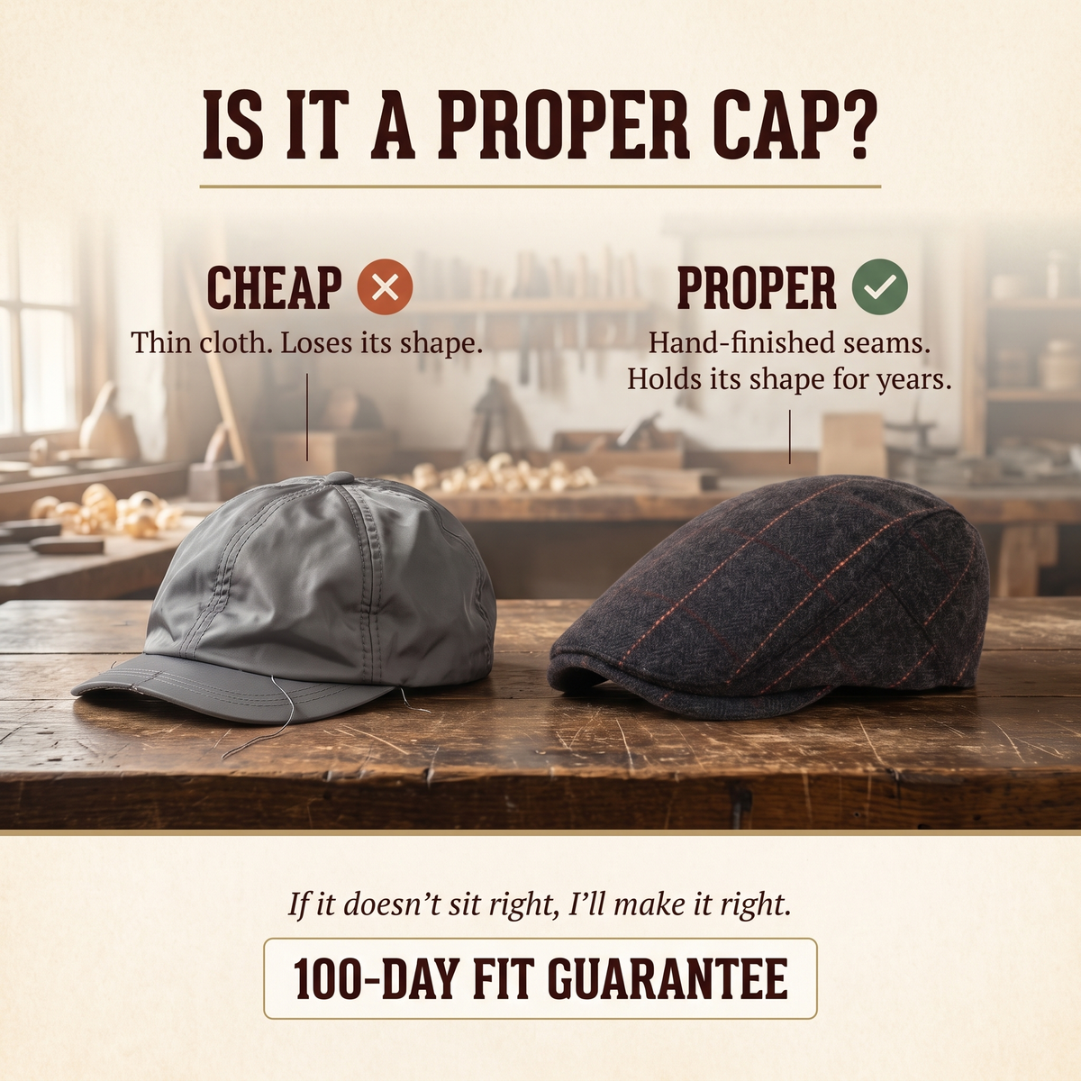 Pinstripe Herringbone Cap — GALWAY — is it a proper cap